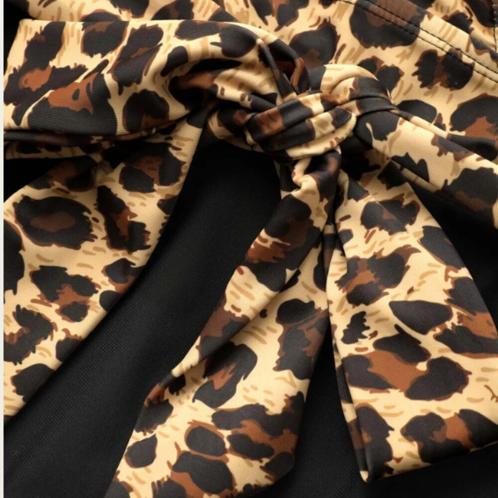 BloomChic Plus Size 2XL Leopard Patchwork Bowknot Side One Piece Swimsuit - Picture 6 of 7